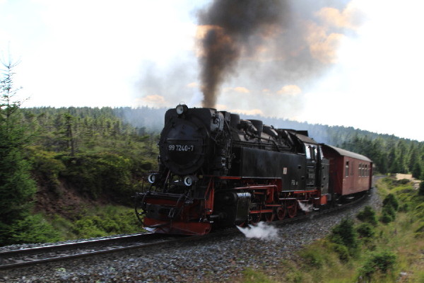 Steam train up mount Brocken, Germany.